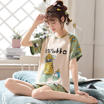 Cartoon cute Net red pajamas ladies explosive cotton suit summer very fairy short-sleeved shorts cotton home wear