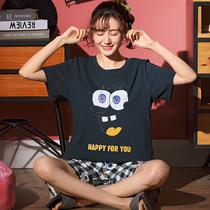 Cotton pajamas womens short-sleeved shorts can go out casual two-piece set summer thin spring and autumn home clothes