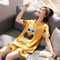 Pajamas ladies summer summer cotton short-sleeved shorts home clothing cotton cartoon Korean sweet cute set