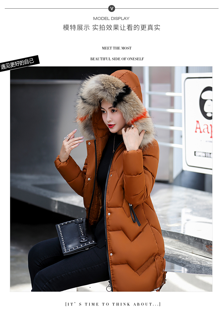 Mùa đông mới xuống áo khoác cotton nữ dài Phần mỏng cotton kích thước lớn chất béo mm lớn lông cổ áo dày bông áo khoác thủy triều áo măng tô nữ