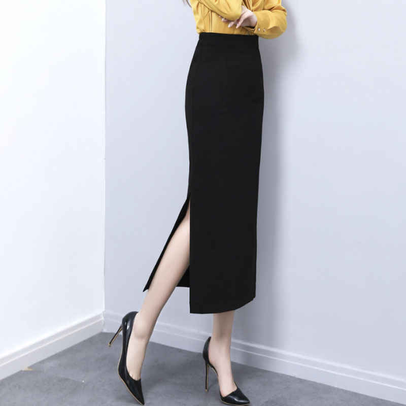 New Slimming Straight Skirt for Women with Side Slits, Mid-Length, Spring and Autumn, Drapey Pencil Skirt, Versatile Bodycon Skirt