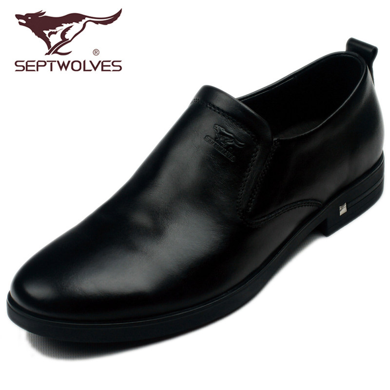 Seven Wolves Men's Shoes Han Prints Men's Fashion Shoes Men Business Casual Real Bull Leather Pair Shoes Soft Bottom Driving Shoes