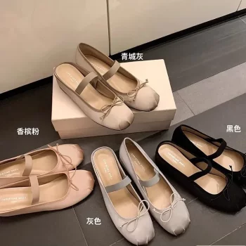 Strictly selected the same style of su yinyin ~ 5cm high-height bow silk mary zhen single shoes for women casual versatile half-slippers Strictly selected the same style of su yinyin ~ 5cm high-height bow silk mary zhen single shoes for women casual versatile half-slippers