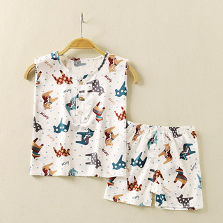 Children's Silk Suit Summer Baby Clothes Mulberry Silk Boys' Sports Sleeveless Vest Two-Piece Set Thin Style