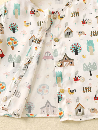 Silk Boys' Suit Children's Baby Silk Short-Sleeve Shorts Summer Two-Piece Set for Older Children Thin Outerwear