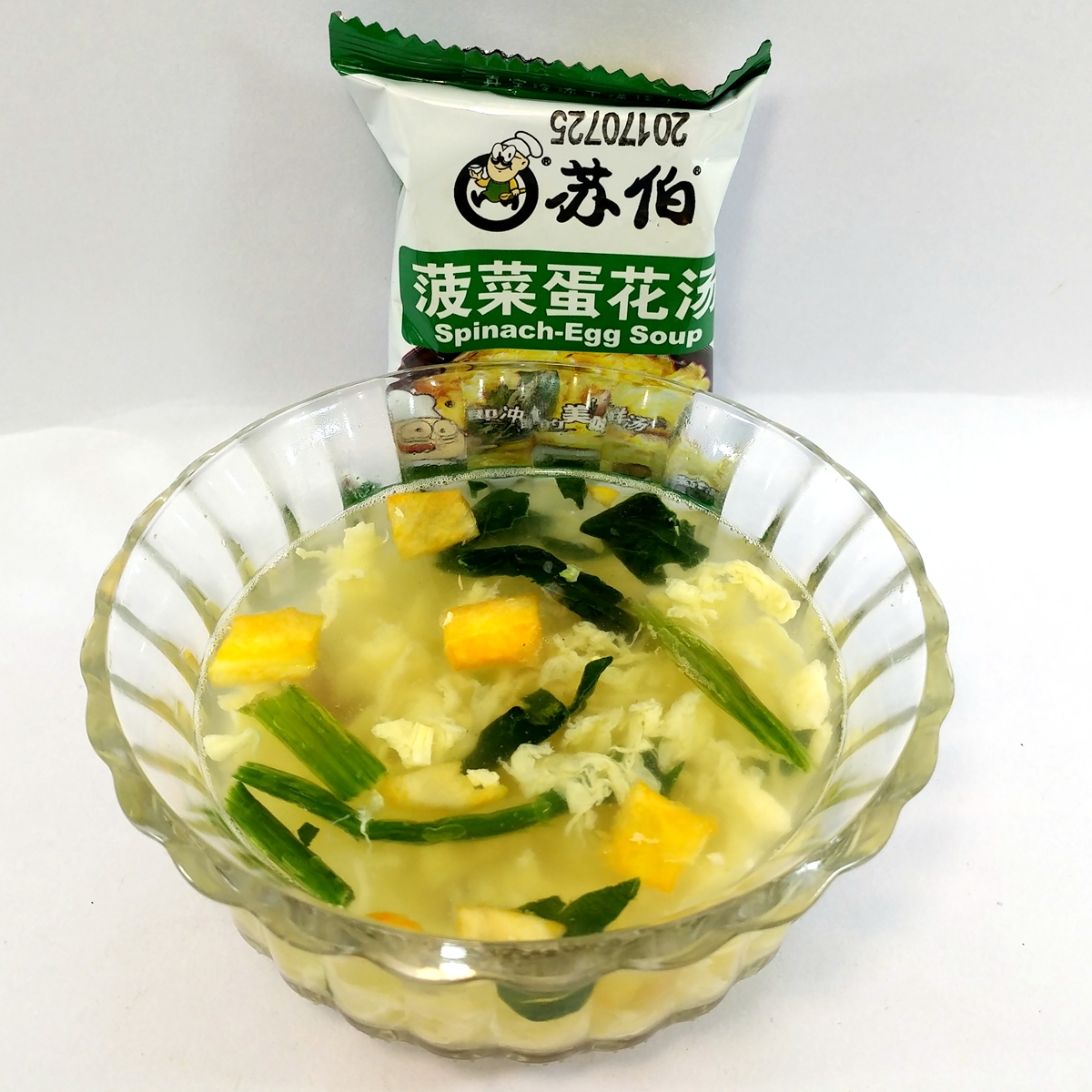 Shandong Tenn. Suber soup spinach egg flower soup hibiscus fresh vegetable broth freeze-dried instant egg soup convenient food