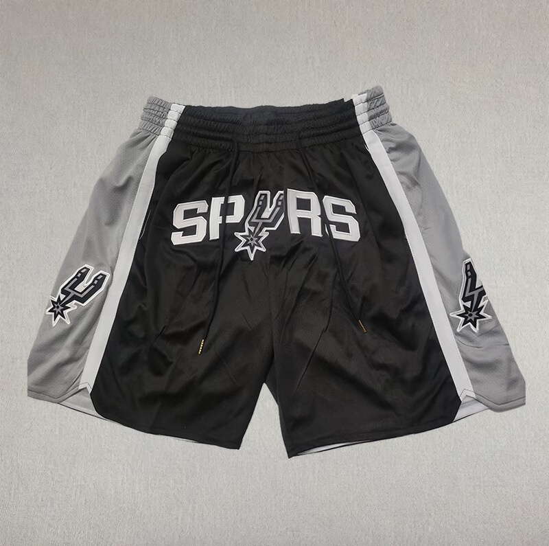 San Antonio Spurs American Retro Embroidered Basketball Shorts, Loose Fit, Breathable, Quick-Dry, High Street Style, Knee-Length, Men's