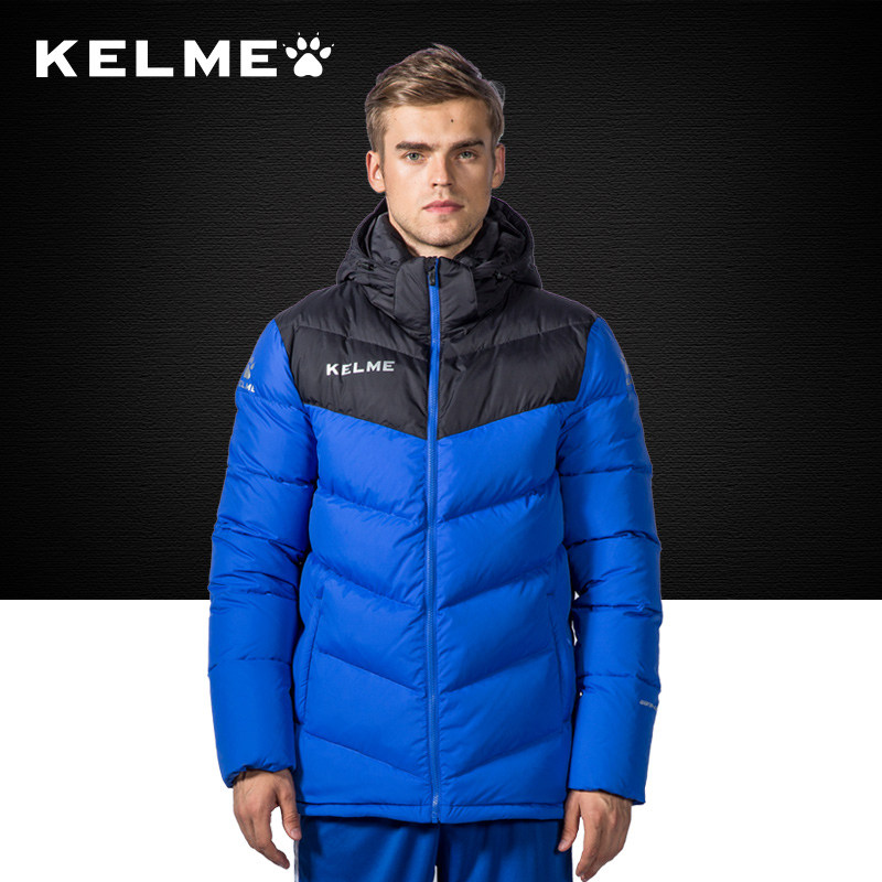 KELME Calme Football Down Jacket Winter Training Long Hat White Duck Down Coat Warm Coat
