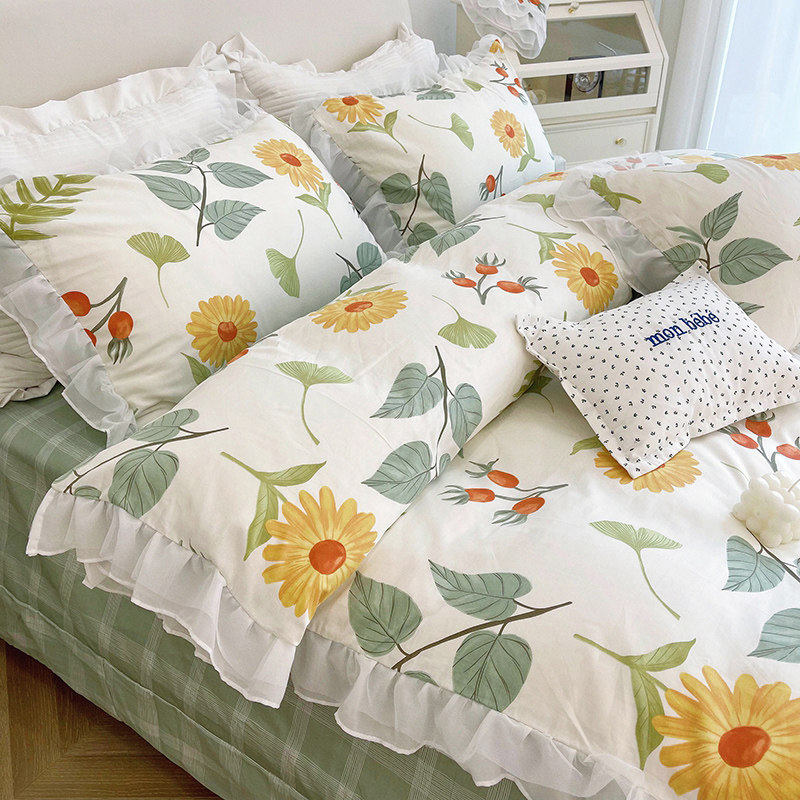 Han Style Bed Four Pieces Of Pure Cotton Full Cotton Linen Quilt Cover Four Pieces Of Covered Lace Quilt Cover Brief Dingirl Bed Goods