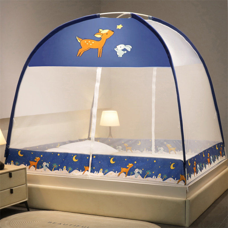 Foldable mosquito nets household without installing Mongolian packet net anti-fall children all-thickened encryptable fans