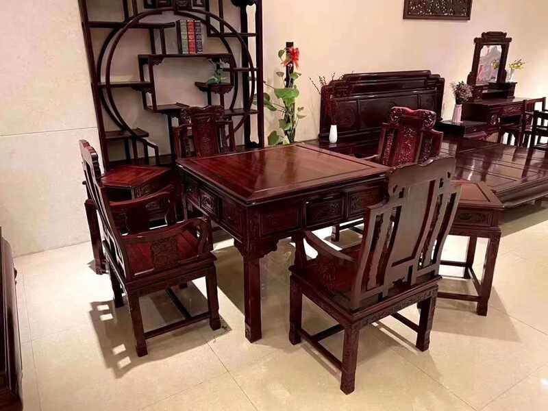 African rosewood mahjong machine mahogany dining table Burmese pear Brazilian pear Chinese automatic mahjong machine hedgehog wood