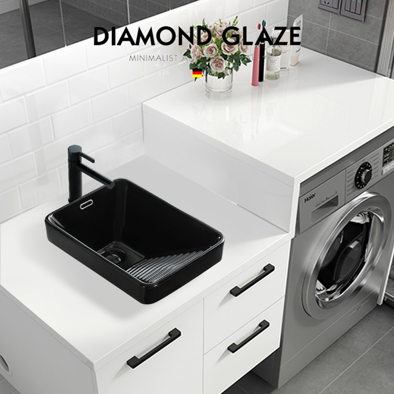 Lemutai middle basin balcony wash basin with washboard laundry basin pool semi-built ceramic washbasin small size