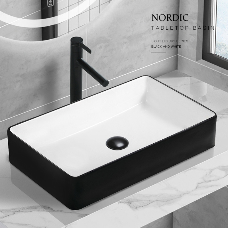 Le Mu black upper basin square wash basin wash basin wash basin basin Nordic modern home dressing room hotel