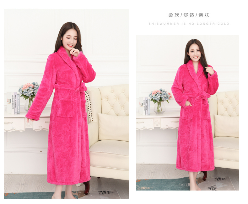 Đồ ngủ nam dày áo choàng nam mùa đông dày lông cừu dài lông cừu giản dị áo choàng tắm flannel dịch vụ nhà tùy chỉnh áo ngủ thu đông Hàn Quốc