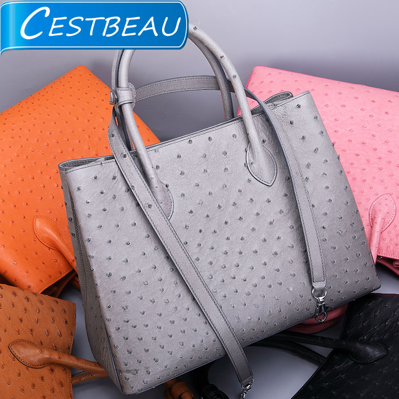 cestbeau imported ostrich leather girl bag genuine leather single shoulder handbag with an ostrich leather handmade-Taobao