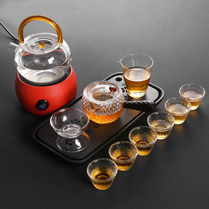 Kang Yun Japanese-style glass tea set household kung fu teacup thickened heat-resistant teapot cover bowl simple tea maker