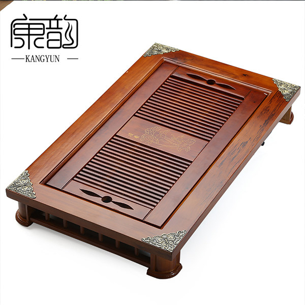 Kangyun Kung Fu tea set tea tray solid wood household drainage drawer type Kemu tea tray water storage tea table modern simplicity