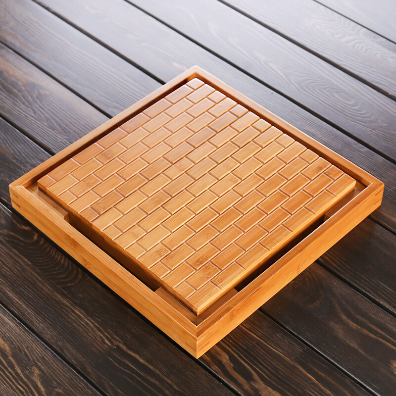 Consody Bamboo Tea Tray Small Bloom Water Flat Drain Type Monolayer Tea Sea Small Number Tea Dei Tea Table