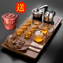 Kangyun transparent glass tea set set home simple kung fu tea cup tea tray set four-in-one induction cooker