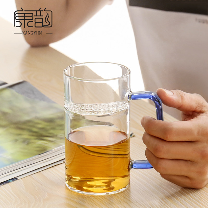 Kangyun office thickened glass teacup large-capacity heat-resistant glass personal master teacup household with water cup