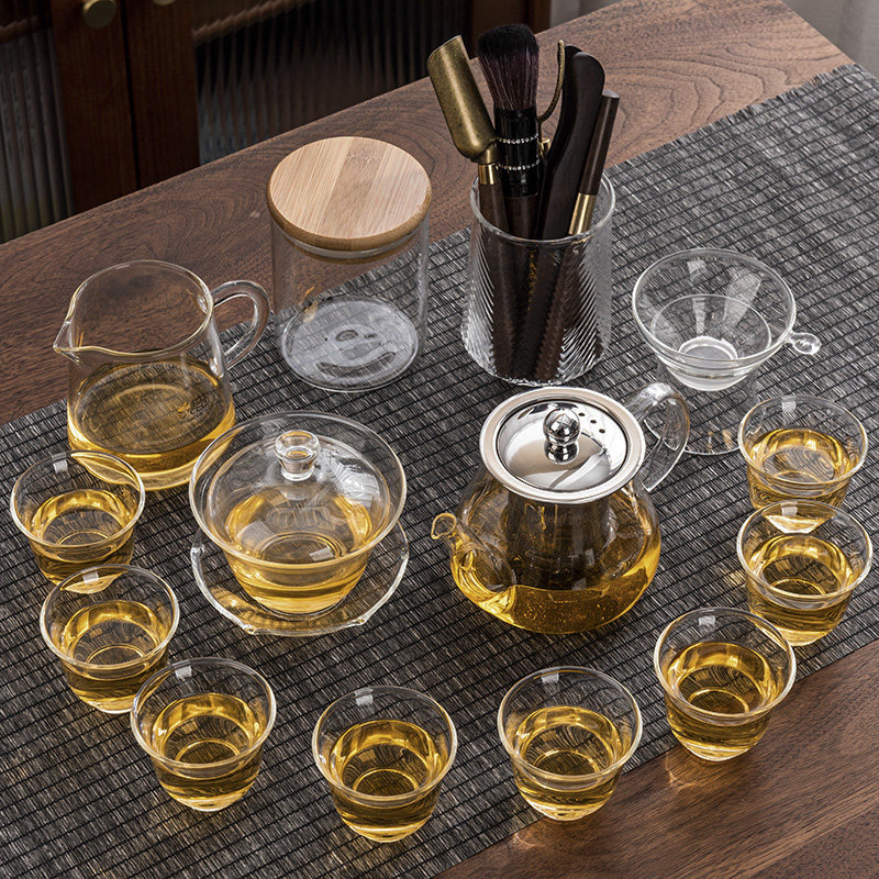 Glass tea set Set Home Living room Gongfu Tea cup Tea Road office Guest Transparent Cover Bowl Tea Pot Tea Maker