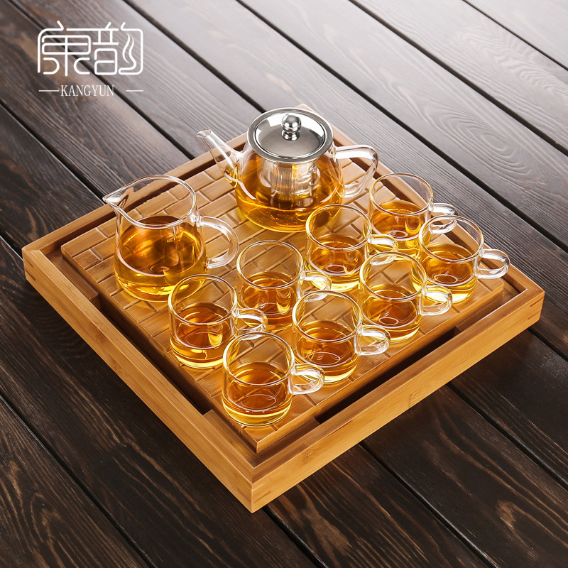 Kang Yun transparent glass tea set small Kung fu teacup living room teapot teapot making tea equipment household office guest