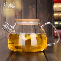 Kangyun Nordic style thickened glass bubble teapot household transparent high temperature water bottle can be heated flower teapot