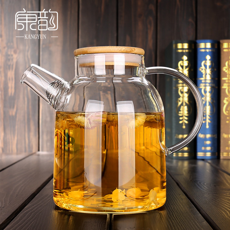 Consody Household Large Size Bubble Teapot High Temperature Resistant Large Capacity Cold Kettle Thickened Glass Flower Teapot Can Be Cooked
