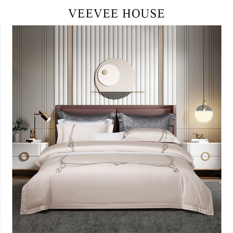 VEEVEE HOUSE Knight Queen's Classic embroidered pure cotton four-piece plant treasures silver Thai special cabinet VHQS20