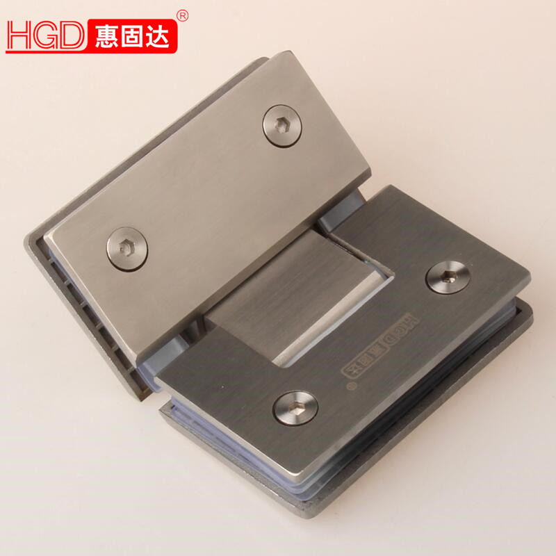 Huiguda precision cast stainless steel glass door hinge diamond-shaped bathroom clip glass hinge 135 degrees 4MM thick