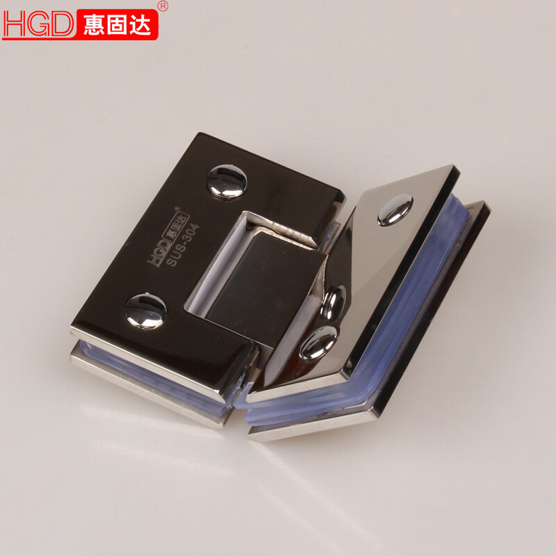 Precision cast 304 stainless steel bathroom clip frameless glass door hinge Shower room glass hinge 135 degrees solid