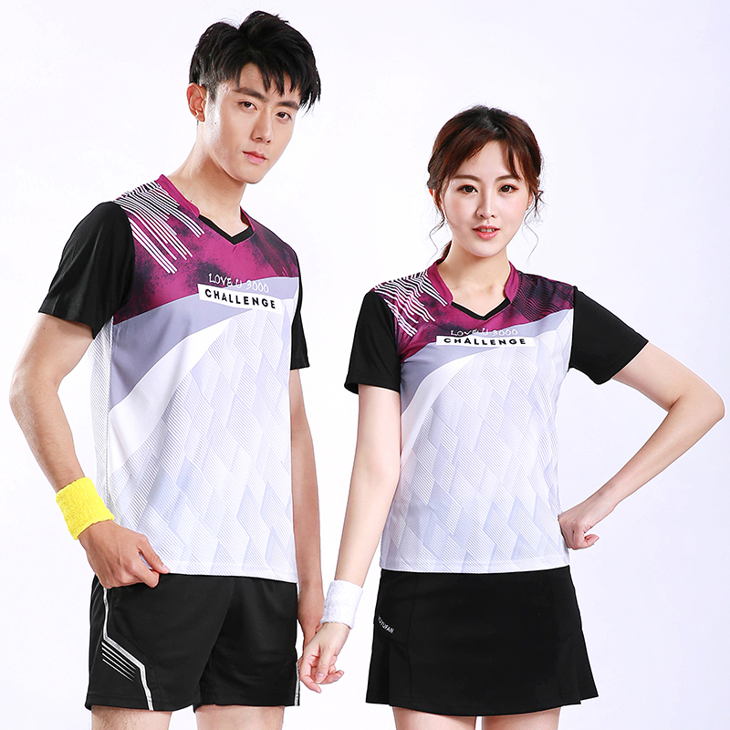 Badminton Suit Suit Men And Women's Ping-pong Short Sleeve Speed Dry Overdraft Air Blouse Competition Sportswear Outfit Print group purchase