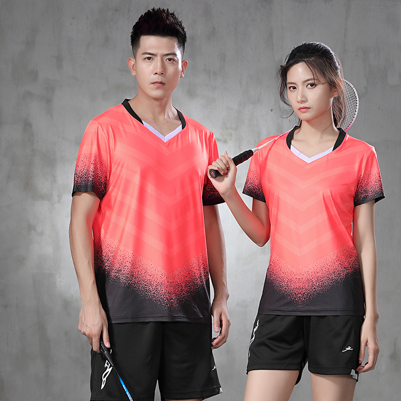 Badminton suit suit women's short-sleeved summer quick-drying short skirt competition jersey group custom table tennis sportswear men