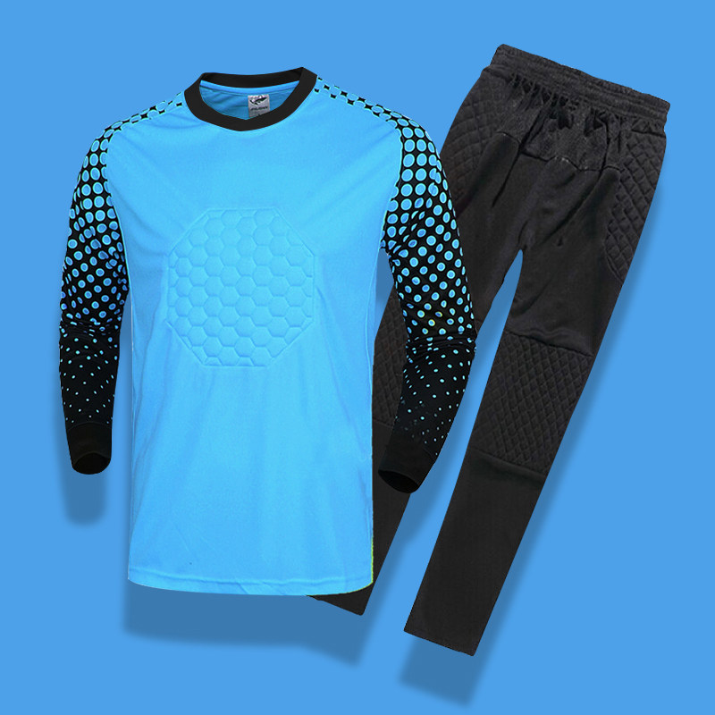 Goalkeeper suit men's children's football uniform goalkeeper adult long sleeve long pants jersey plus pad training gantry suit