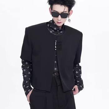 Designer Men's High-End Shoulder-Padded Short-Sleeved Blazer for Men in Summer