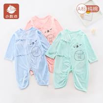 Decimal point childrens clothing baby jumpsuit spring and summer cotton newborn baby climbing clothing strap long sleeve one-piece dress