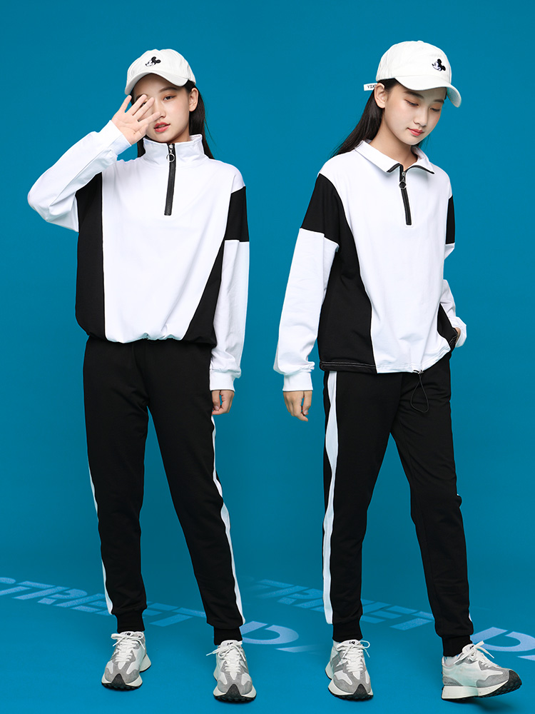 Girls' sweater suit autumn clothes 12 junior high school students sports loose 13 girls two-piece suit 15 years old trendy style