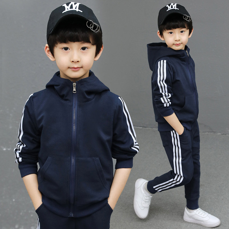 Children Suit Boy Autumn Clothing Suit 2021 New CUHK Boy Boy Spring Autumn Sports Foreign Pie Net Red Handsome