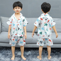 Childrens pajamas summer ice thin middle-aged childrens parent-child clothing home suit summer boy spring and autumn air-conditioned clothing