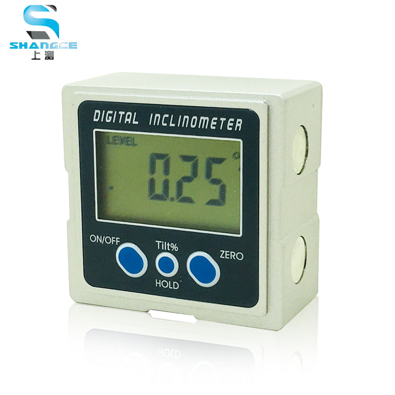 Upper Test Card Inclinometer Inclination Case Portable Small Angle Gauge Digital Display Angle Ruler 4 x 90 ° with magnetic 0 05