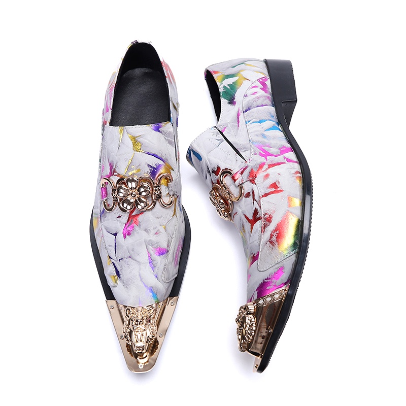 Platinum Brand, Great Value, Personalized Iron Pointed-Toe High-Heeled Classy Men's Export Breathable Shoes, Hairstylist Fashion Performance Shoes