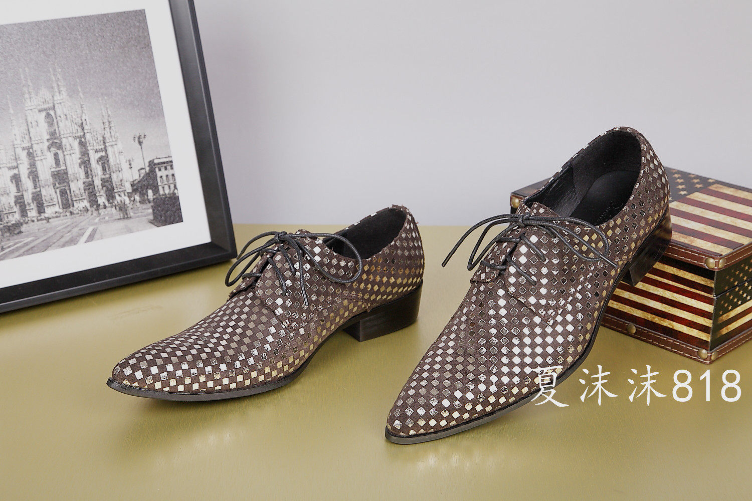 2015 personality new men's shoes daily designer hair stylist real leather shoes middle - young pointy shoes