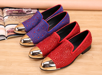 Personality Water Drilling Fashion Youth Lefu Shoes Bar Ttai Nightclub Mens Fashion Shoes Daily Han Edition Hairstylist Shoes