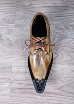 New Fashion Leather Shoes Korean Version Pointed Business Casual Genuine Leather Men Shoes Personality Youth Bar Tide Shoes Beauty Hairdresser Shoes