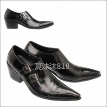 Business authentic mens foreign trade with shoes fashion Inn trend Lacquered Leather Shoes heightening pointed hairstylist Laid-back Shoes