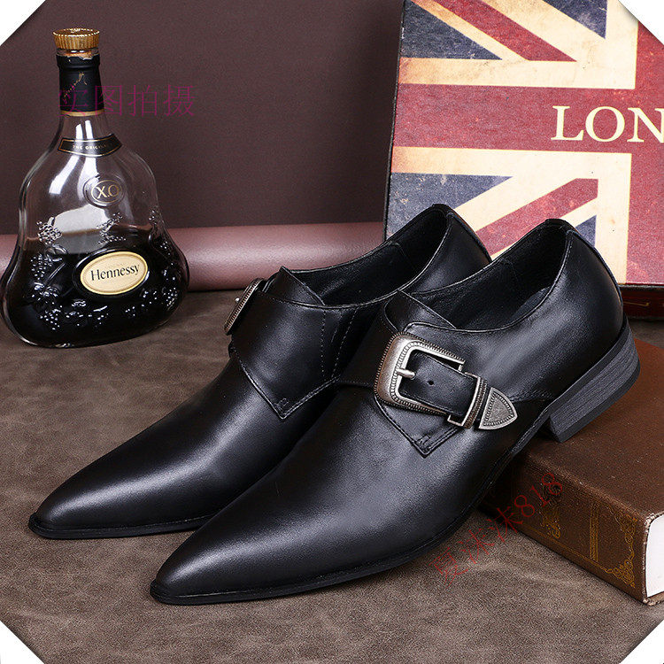 Han Edition New Foreign Trade Leisure Shoes Anglen Rubber Sool Office Fashion Tide Men Shoes Simple Point Heels Shoes