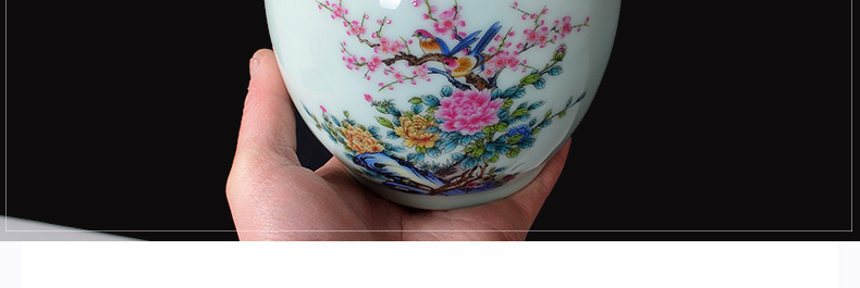 Back economic prosperous household ceramic tea pot seal storage jar beaming manual powder enamel paint originality