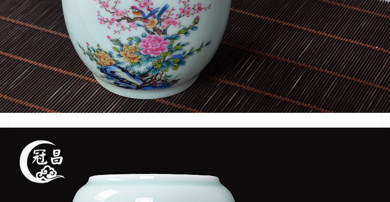 Back economic prosperous household ceramic tea pot seal storage jar beaming manual powder enamel paint originality