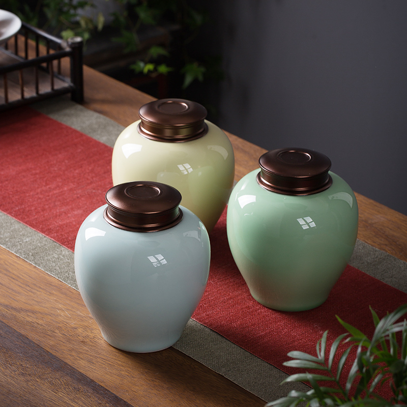 The Crown chang caddy fixings large creative fashion household ceramic POTS kung fu tea set seal pot store tea metal cover