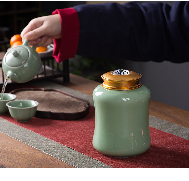 The Crown chang celadon ceramic seal pot tea caddy fixings storage POTS store receives large puer tea pot beauty POTS